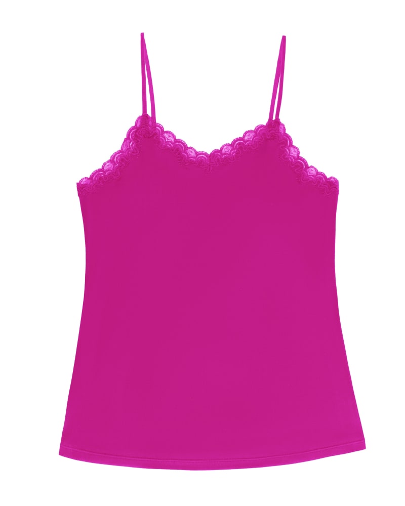 Front of a size 2XLarge Soft Silk Camisole in Festival Fuschia by Uwila Warrior. | dia_product_style_image_id:242450